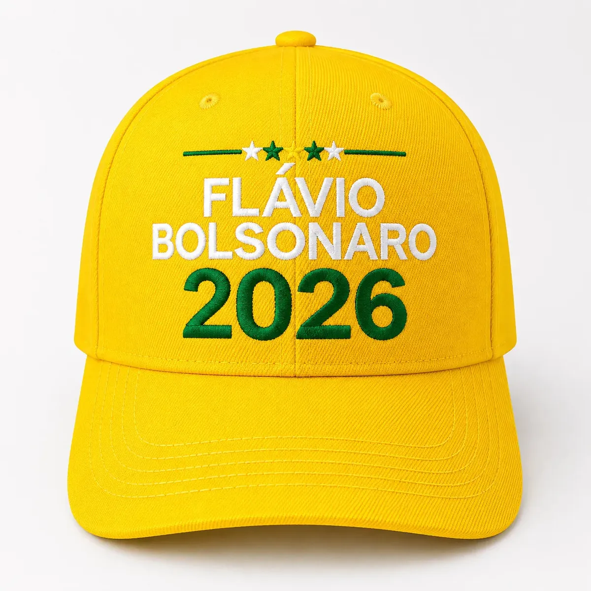 Boné Flávio Bolsonaro Presidente 2026 Brasil Direita Unissex Amarelo Un Lisa