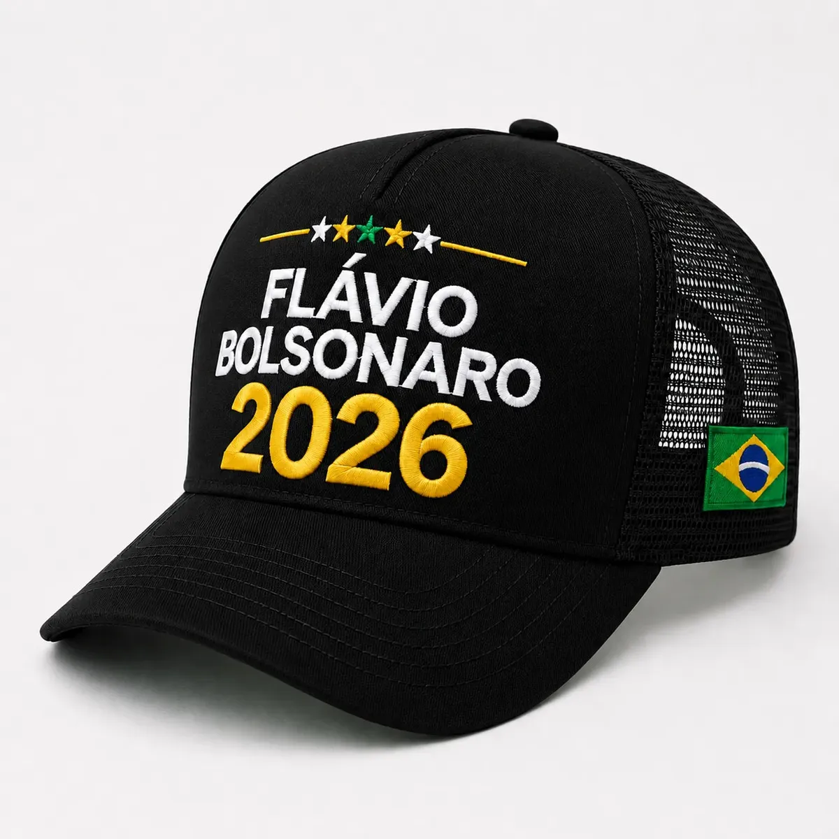 Boné Flávio Bolsonaro Presidente 2026 Brasil Direita Unissex Preto Un Lisa