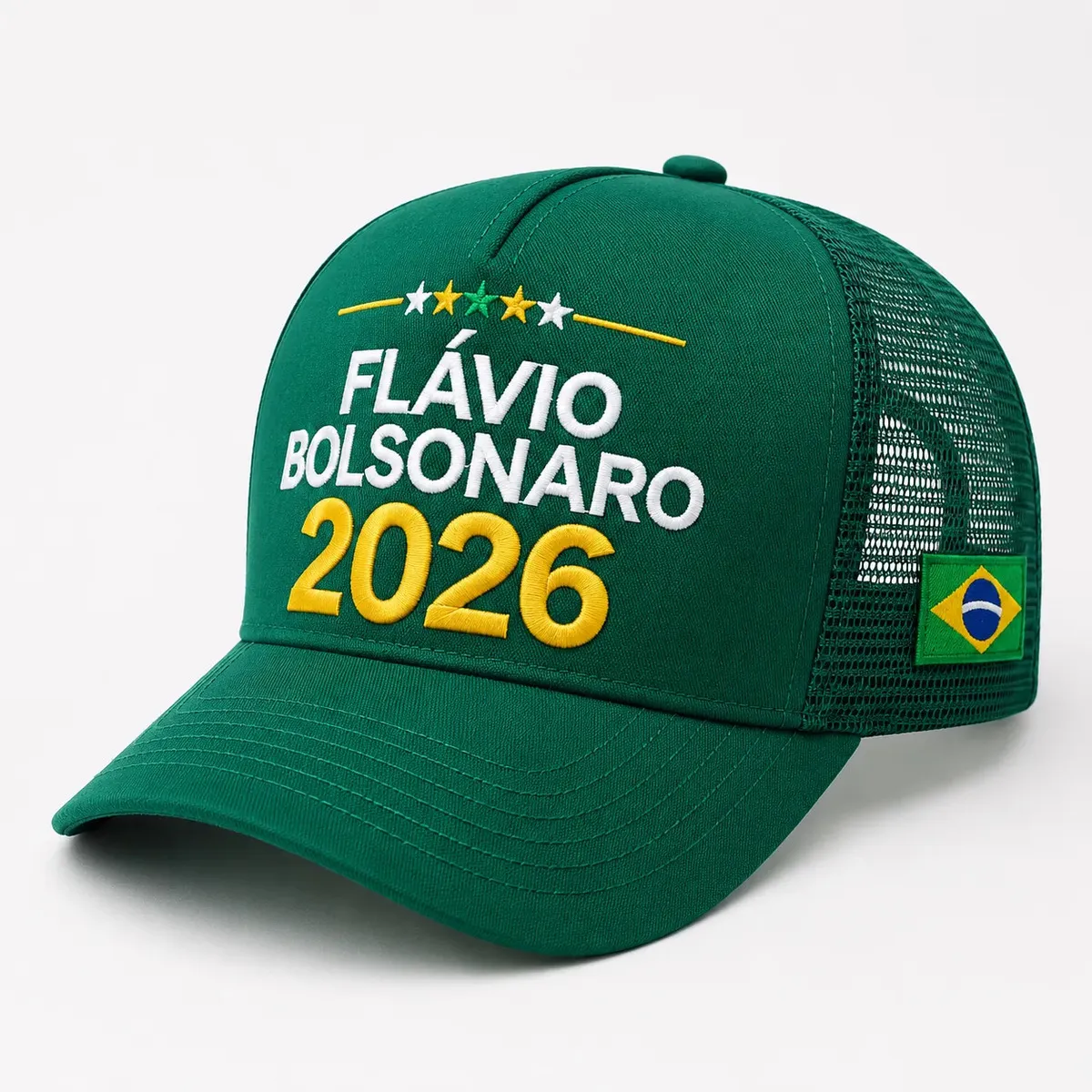 Boné Flávio Bolsonaro Presidente 2026 Brasil Direita Unissex Verde Un Lisa