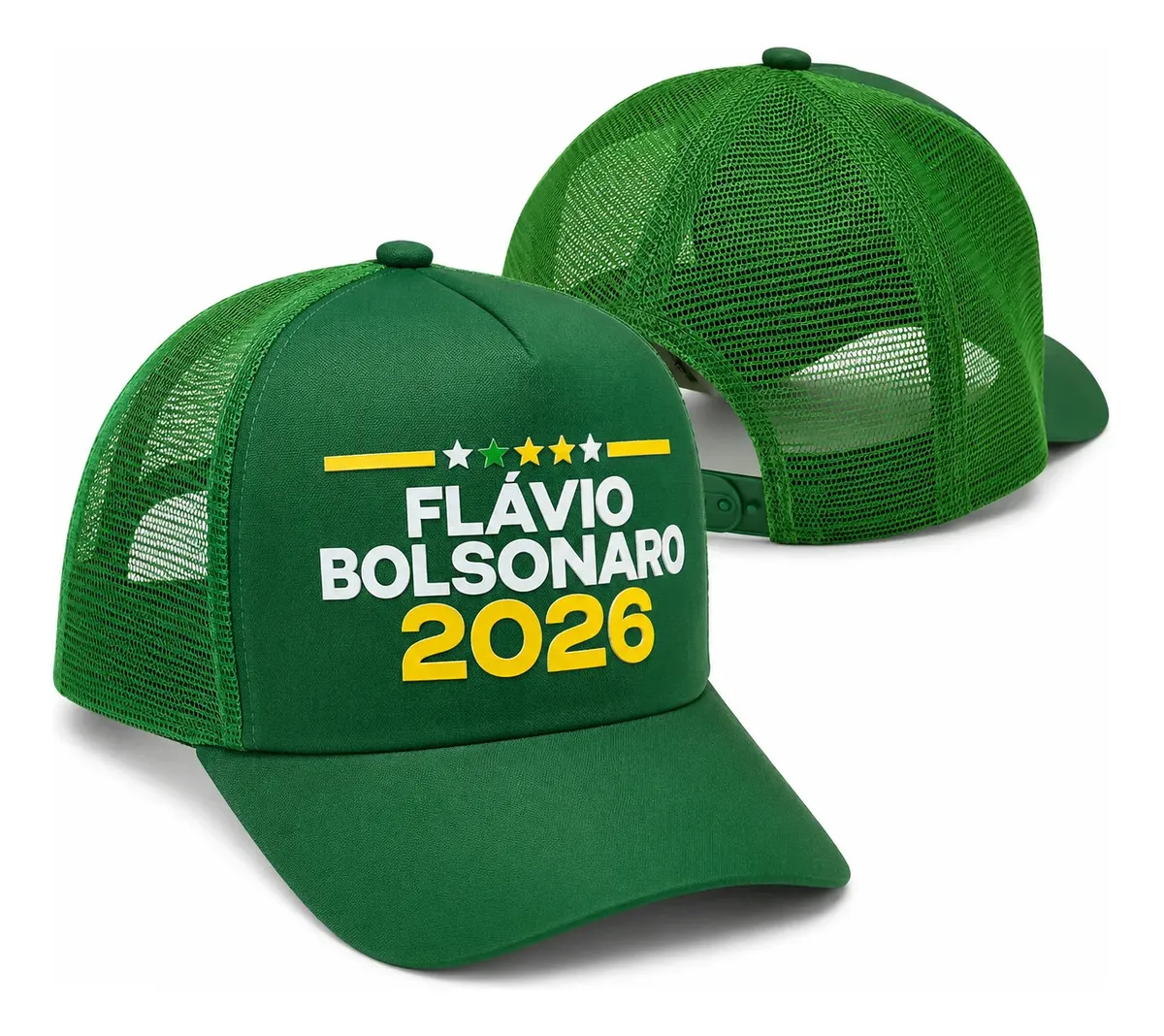 Kit 10 Bone Flavio Bolsonaro Aba Curva Trucker Atacado Flavio Bolsonaro Verde 58